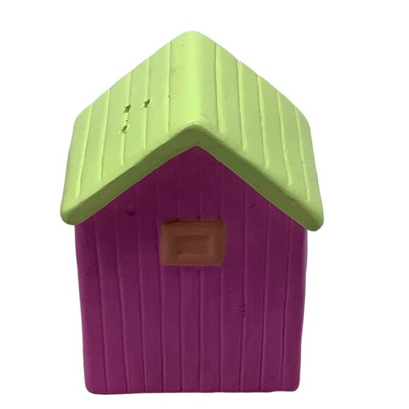 Vtg Earthenware House Salt Pepper Shakers Neon Bright Colors Unused In Box 1988 - Picture 3 of 10